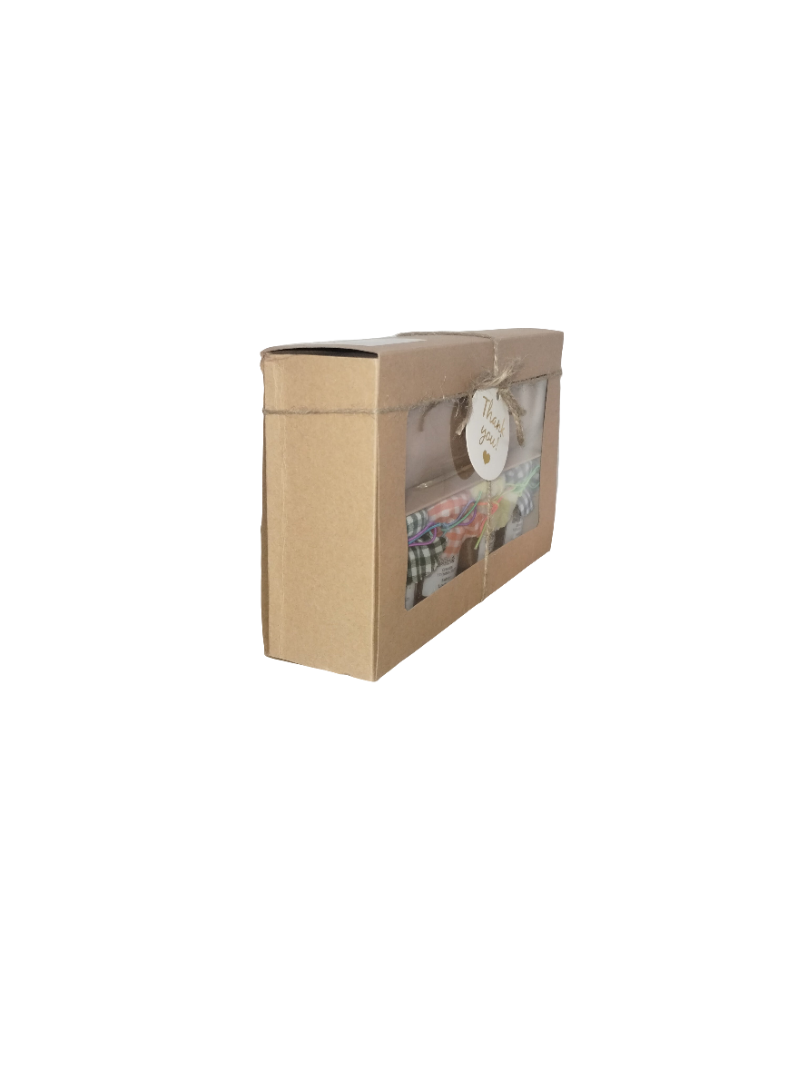 Caja de Regalo Del Palo Al Pote – Mermeladas Artesanales con Galletas y Cuchara (Guanábana, Lechosa, Guineo, Tamarindo)