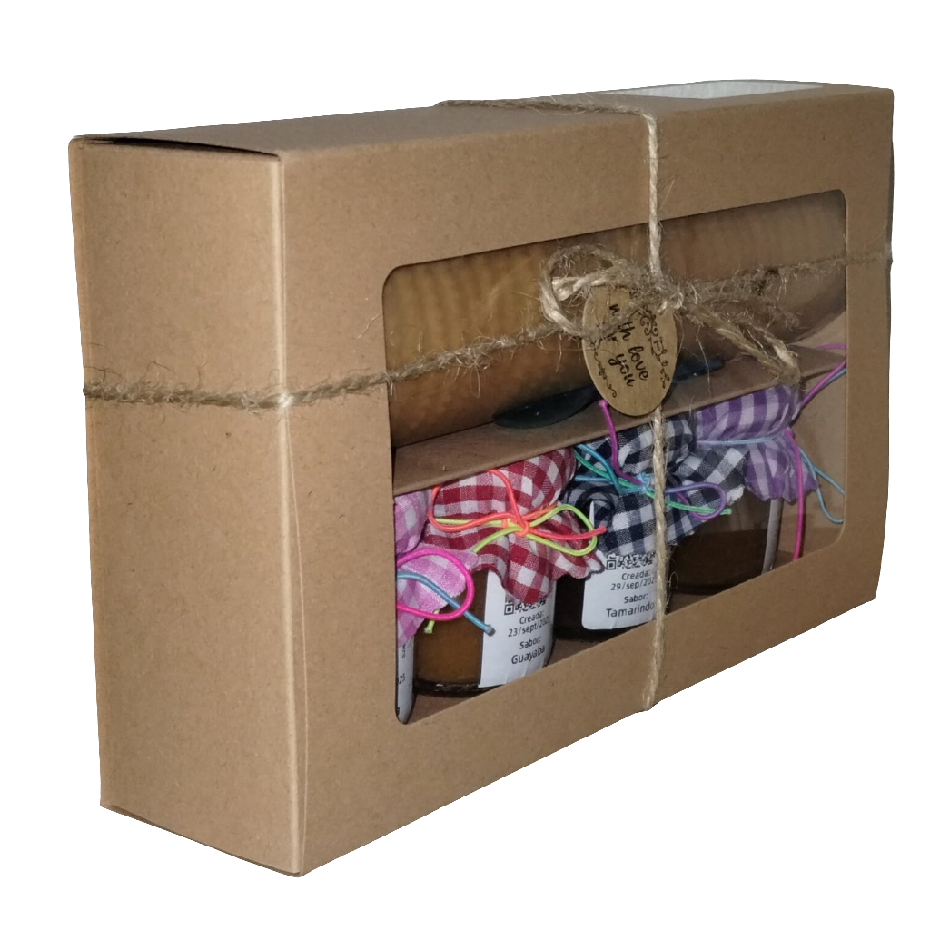 Carambola, Guayaba, Tamarindo, Acerola - Caja de Surtido de Mermeladas con Galletas y Cuchara