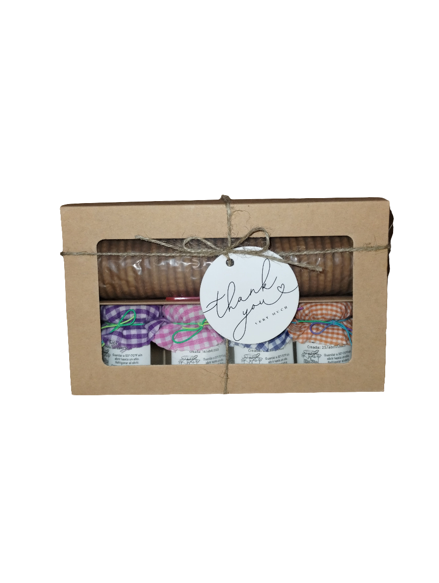 Acerola, Carambola, Mangó, Calabaza - Caja de Surtido de Mermeladas con Galletas y Cuchara