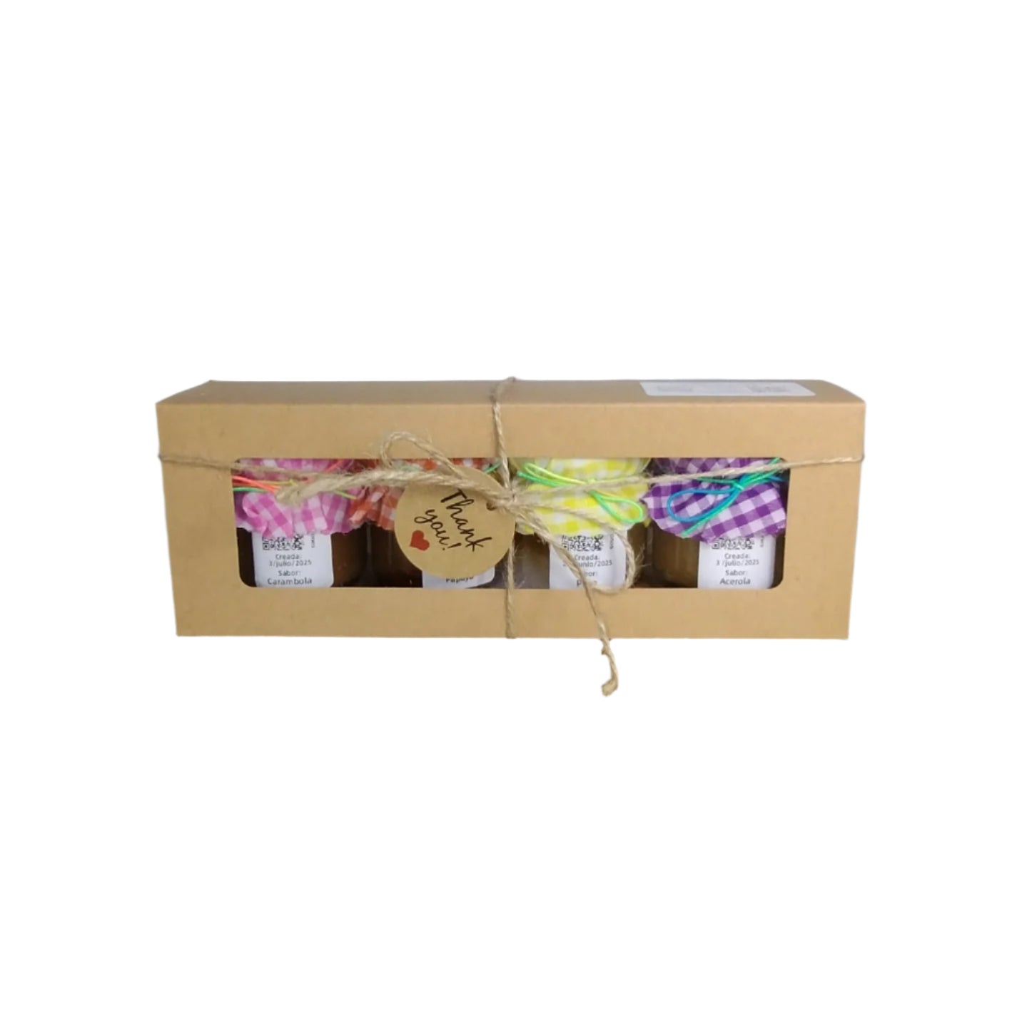 Caja de Regalo Del Palo Al Pote – Mermeladas Artesanales (Carambola, Papaya, Piña, Acerola)