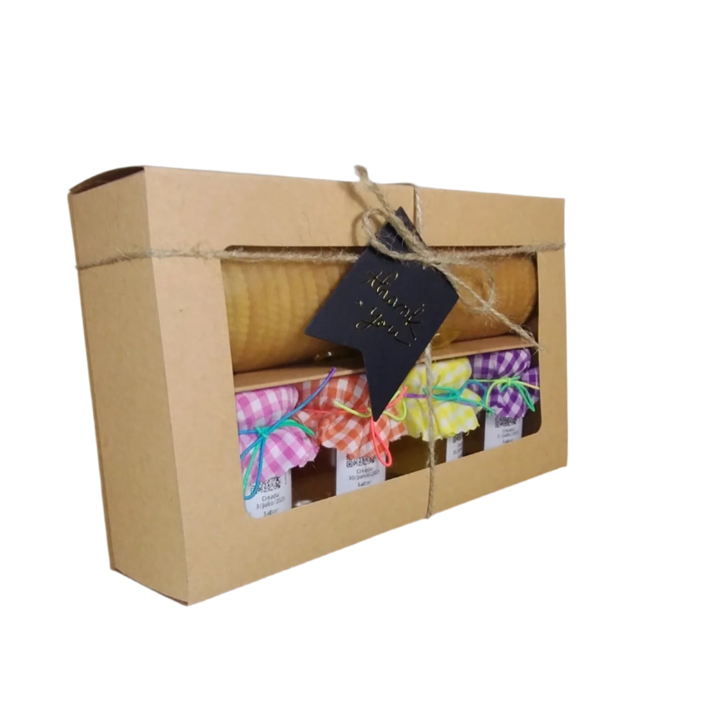 Caja Regalo Del Palo Al Pote – Mermeladas Artesanales con Galletas y Cuchara (Carambola, Papaya, Piña, Acerola)