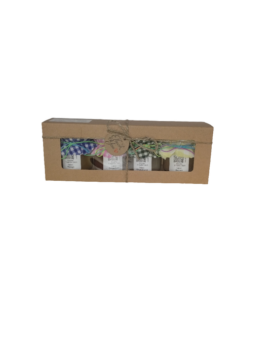 Caja de Regalo Del Palo Al Pote – Mermeladas Artesanales (Mango, Carambola, Guanabana, Guineo)