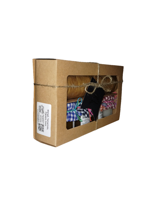 Mangó, Tamarindo, Papaya, Coco - Caja de Surtido de Mermeladas con Galletas y Cuchara
