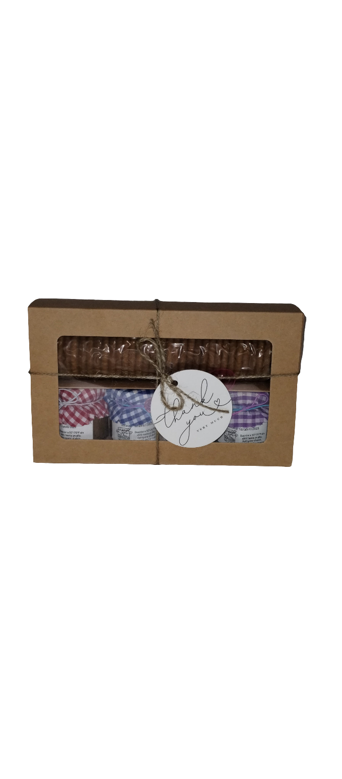 Guayaba, Mangó, Guineo, Melón de Agua - Caja de Regalo con Galletas