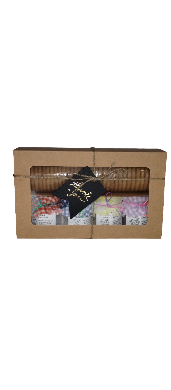 Papaya, Mangó, Guineo, Melón de Agua - Caja de Regalo con Galletas