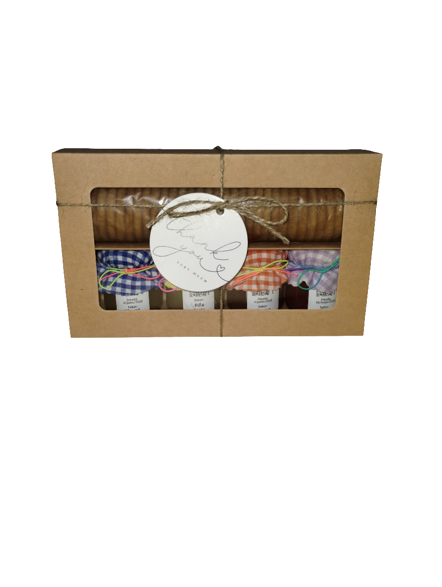 Mangó, Piña, Papaya, Melón de Agua ~ Caja de Surtidos con galletas y cuchara
