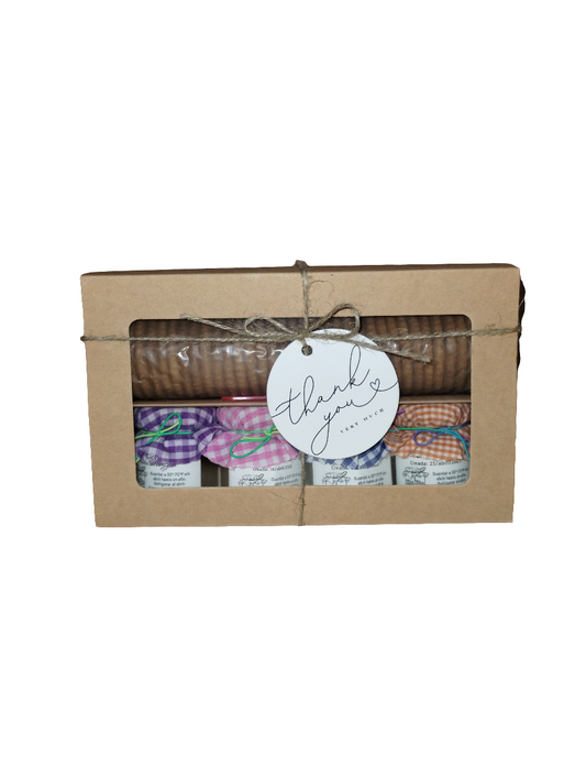 Acerola, Carambola, Mangó, Calabaza - Caja de Surtido de Mermeladas con Galletas y Cuchara