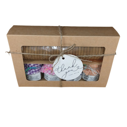 Acerola, Carambola, Mangó, Calabaza - Caja de Surtido de Mermeladas con Galletas y Cuchara